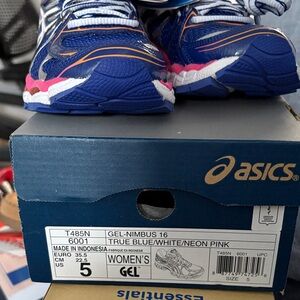 ASICS Kids Blue, White & Neon Pink Running Sneakers